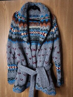 Vintage Hunters Run 100% Shetland Wool Collared Cardigan